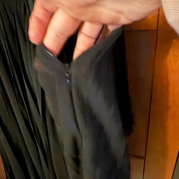 Polo Ralph Lauren Sz 14 Black Georgette Lace Trim Pleated Long Dress Chic - Picture 8 of 12